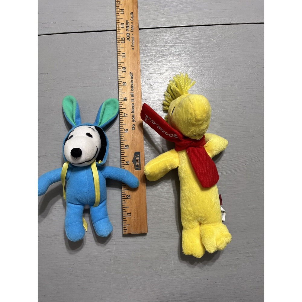 Peanuts Plush Snoopy Blue Bunny Outfit Easter 6" &‎ Squeeky Woodstock